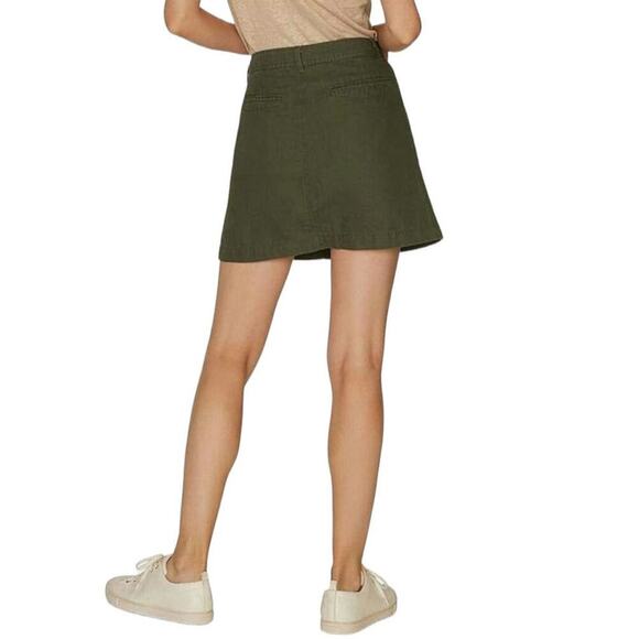 Sanctuary Army Green Mini Skirt Cotton Linen Blend Button Front Gorpcore Medium - Picture 2 of 11